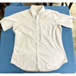 Private Club Mens Short Sleeve Striped Button Down Shirt 16.5 Pastel Large L Lg